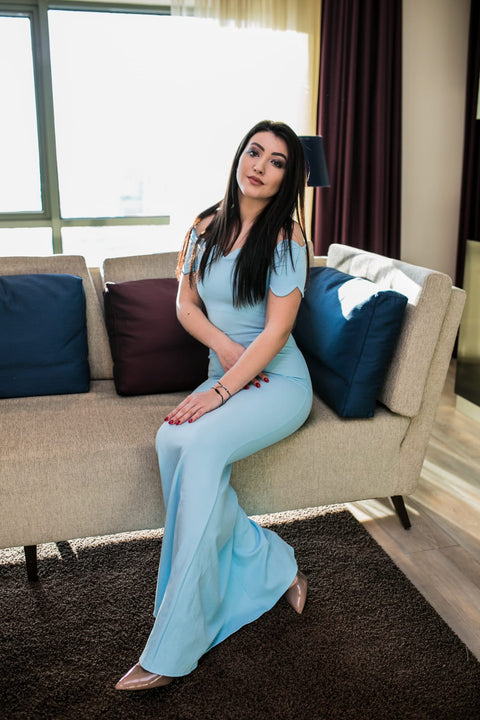 Rochie lunga ANNA - ALBASTRU CER