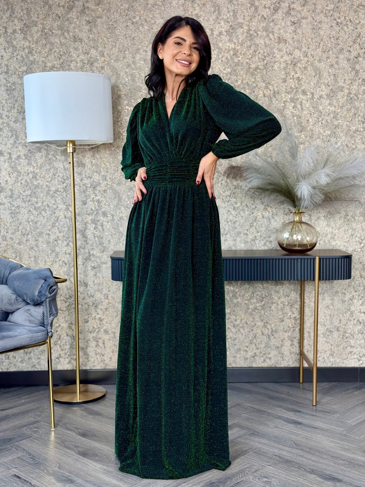 Rochie Rimma Long - Glitter Green