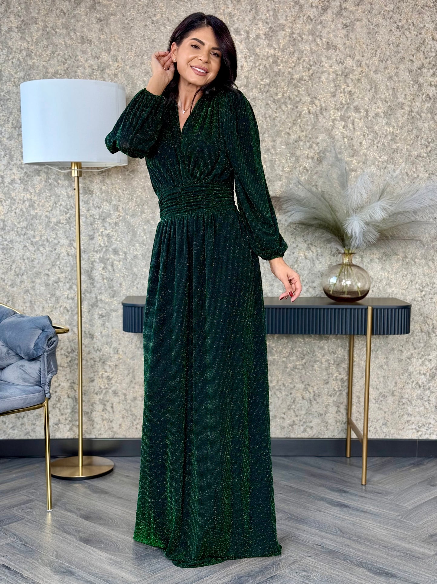 Rochie Rimma Long - Glitter Green