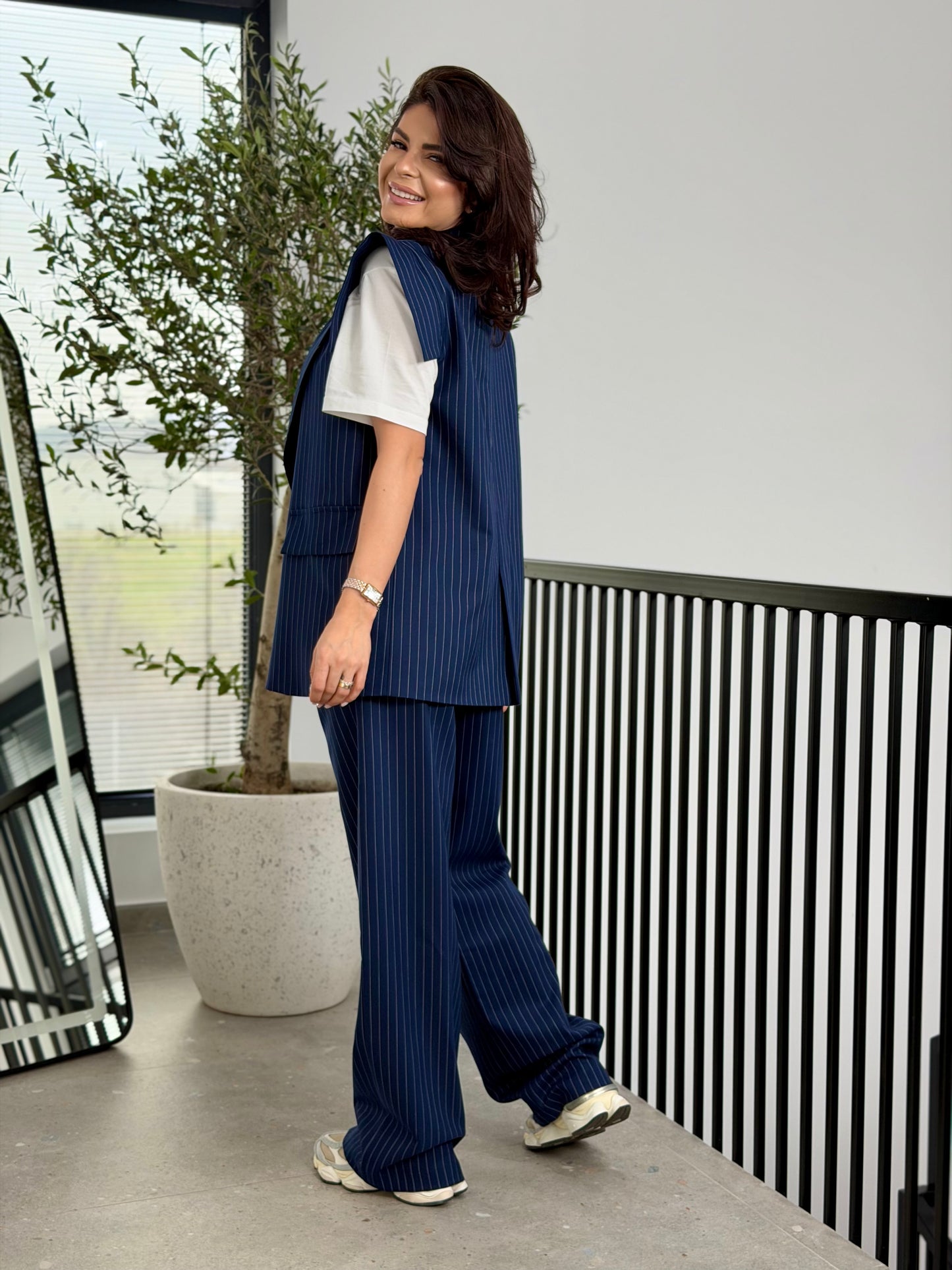Costum Sunsset - Navy Pinstripe