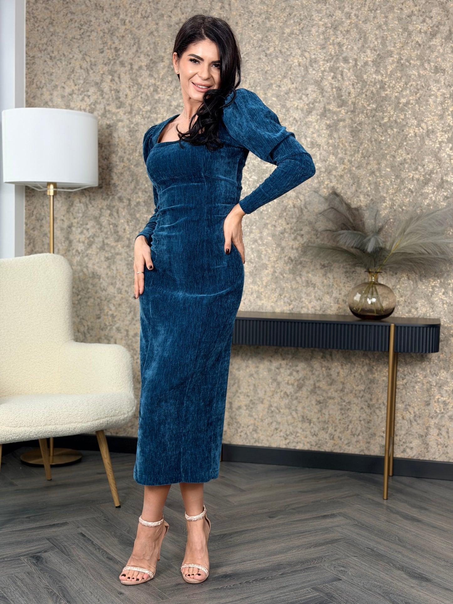 Rochie Florence - Petrol Velvet