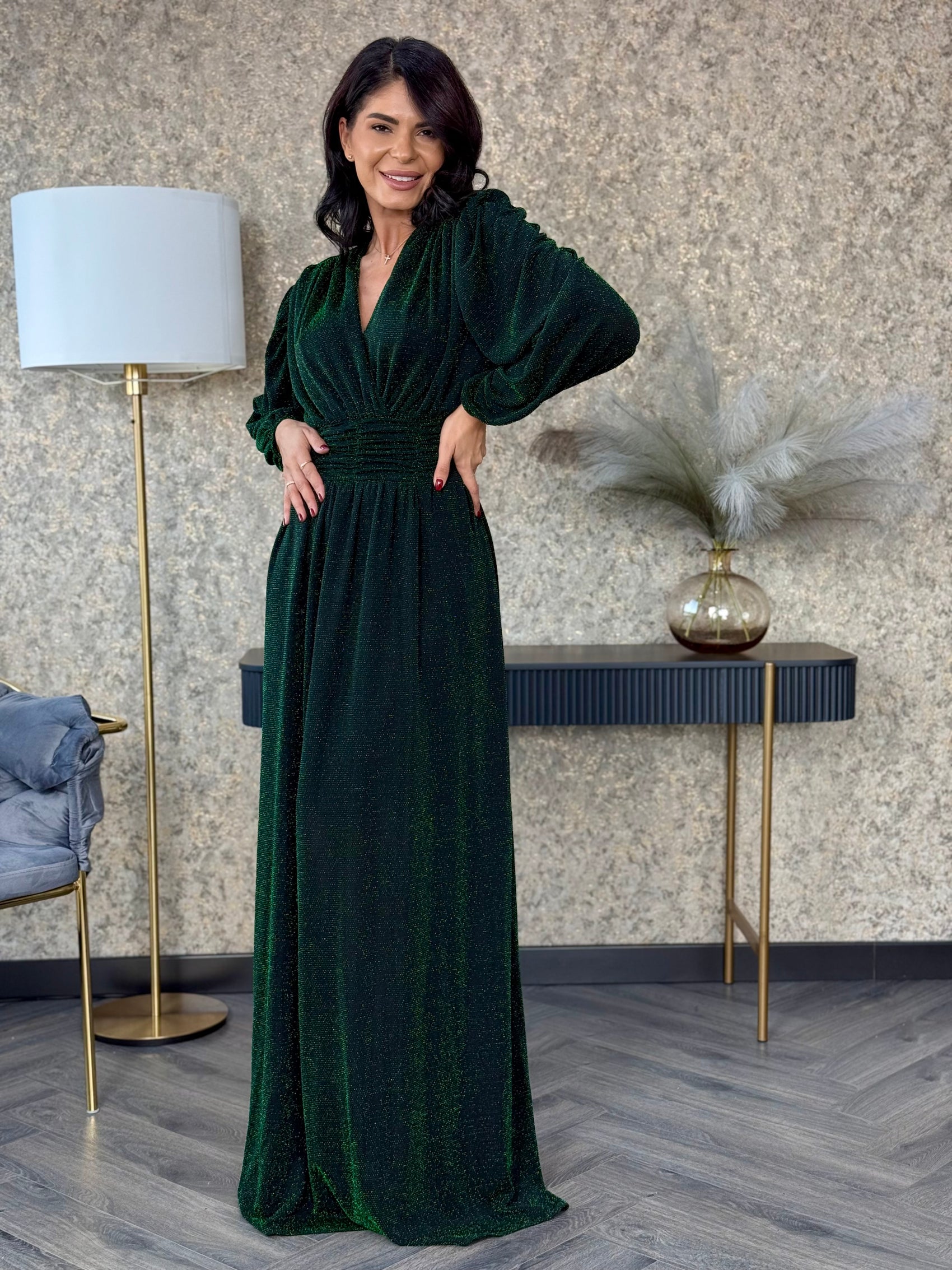 Rochie Rimma Long - Glitter Green