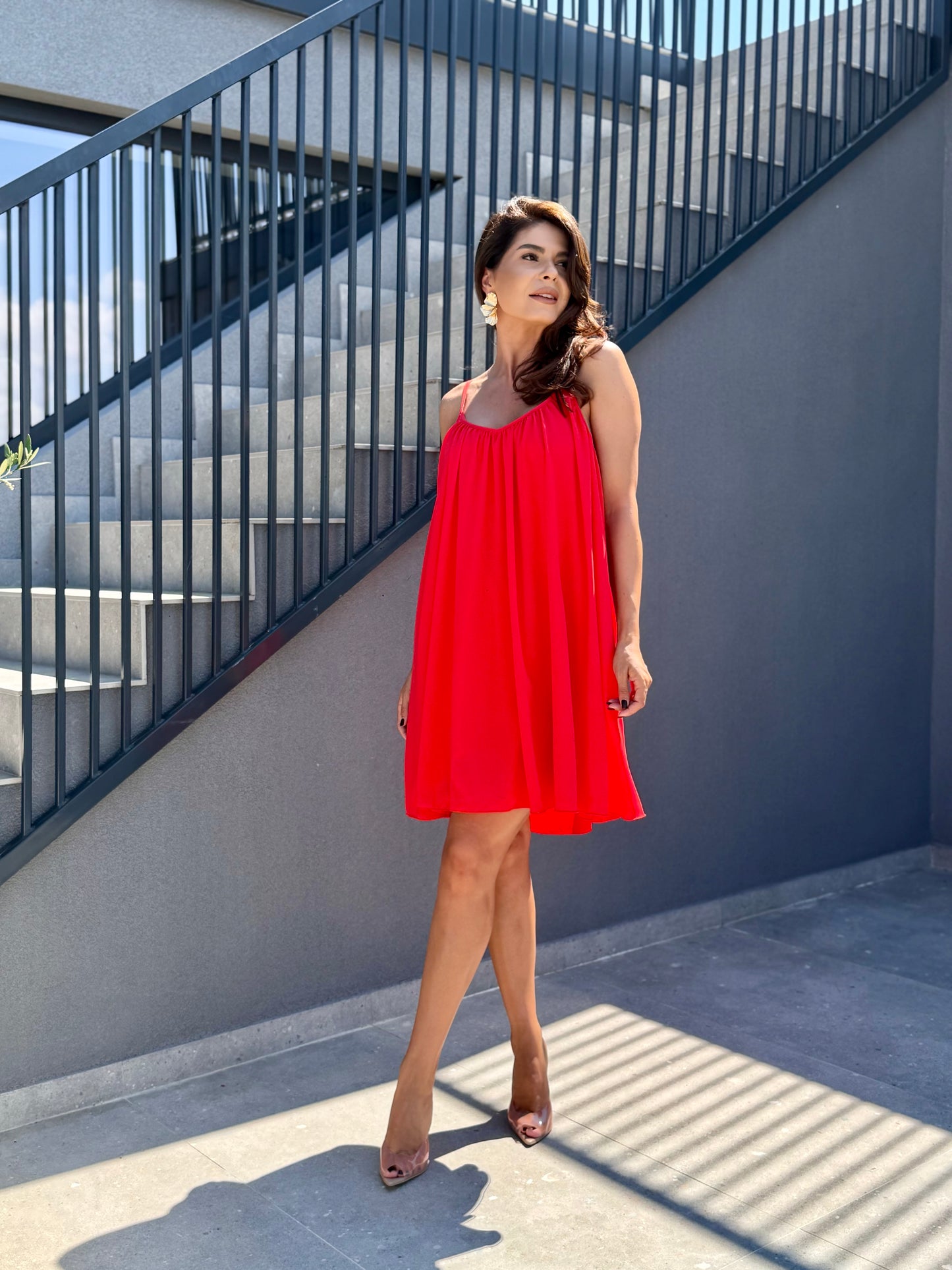 Rochie Voille - Fire Red