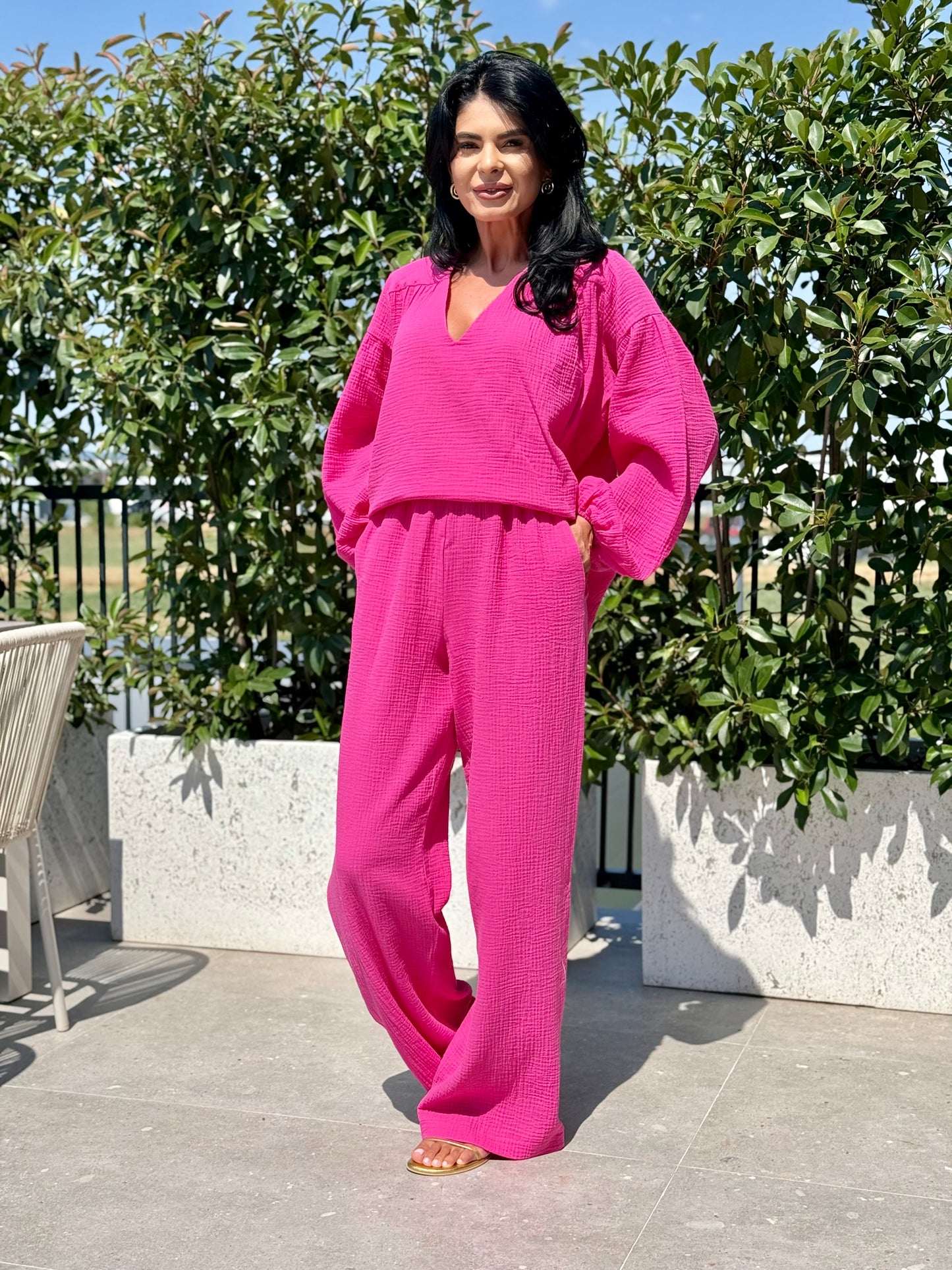 Set Muselina Samara - Fucsia