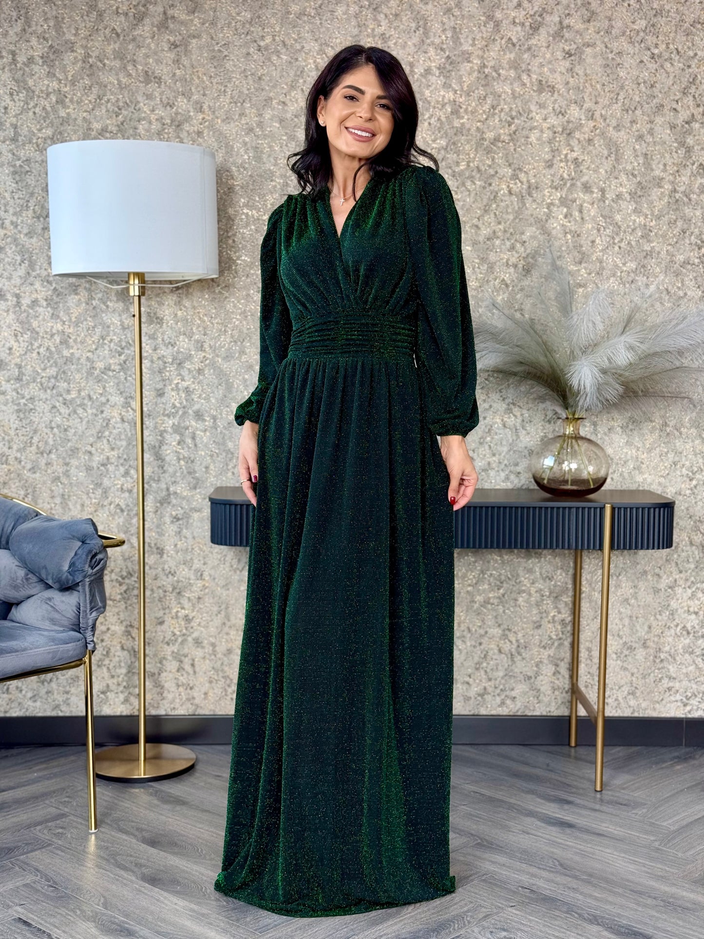Rochie Rimma Long - Glitter Green