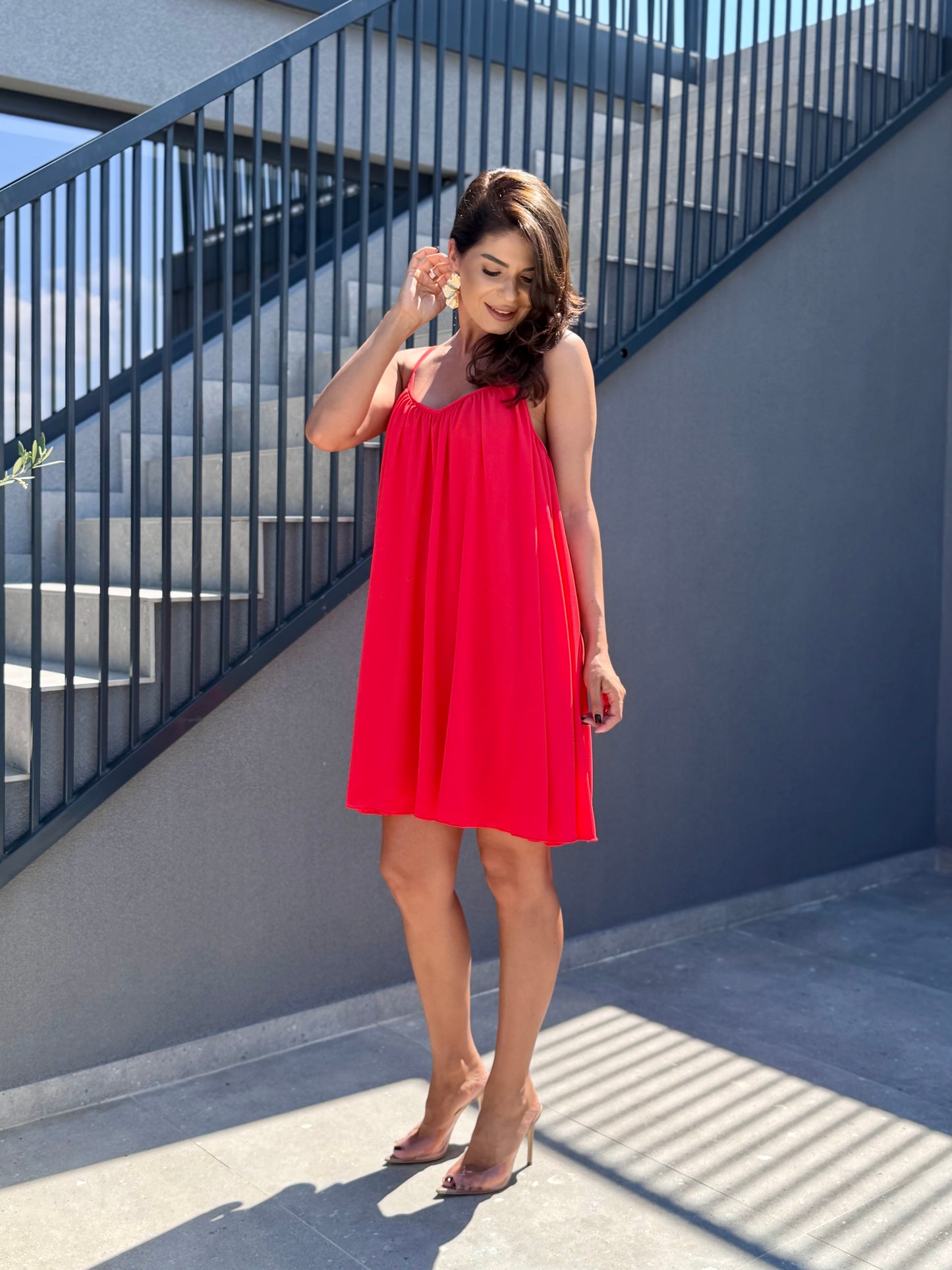 Rochie Voille - Fire Red