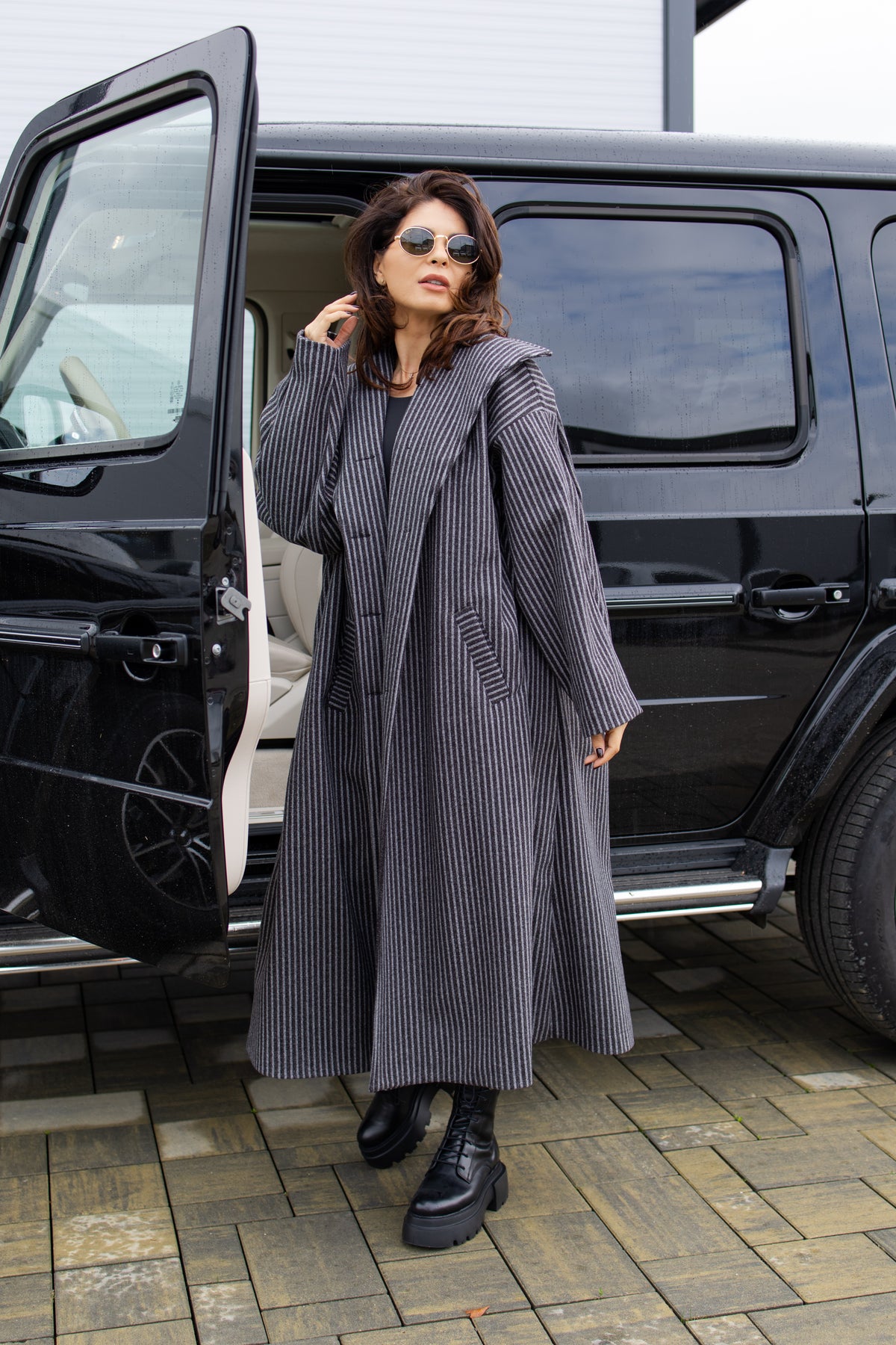 Palton Oversize - Grey Stripes