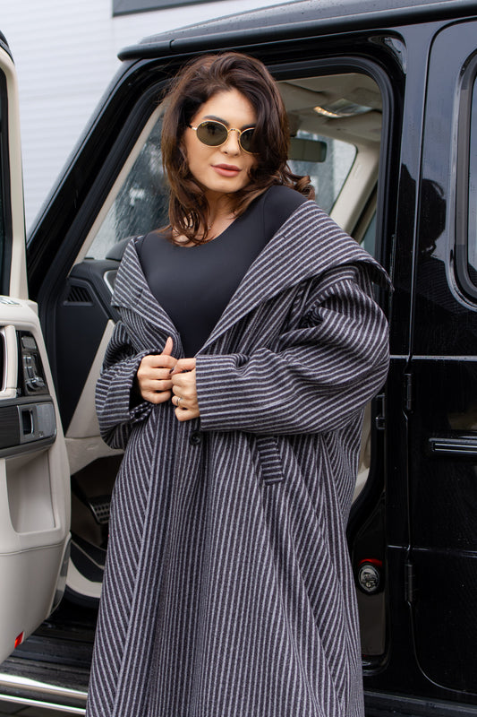 Palton Oversize - Grey Stripes