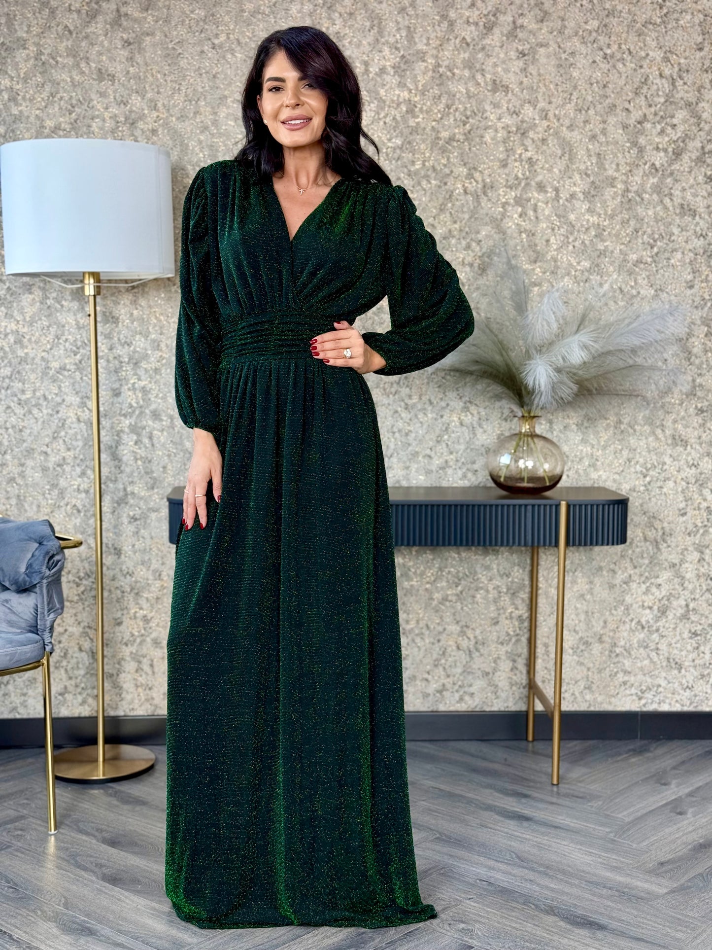 Rochie Rimma Long - Glitter Green