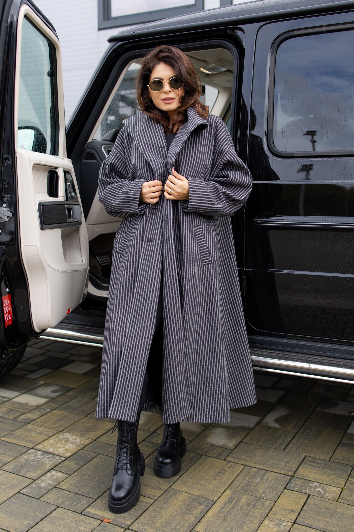 Palton Oversize - Grey Stripes