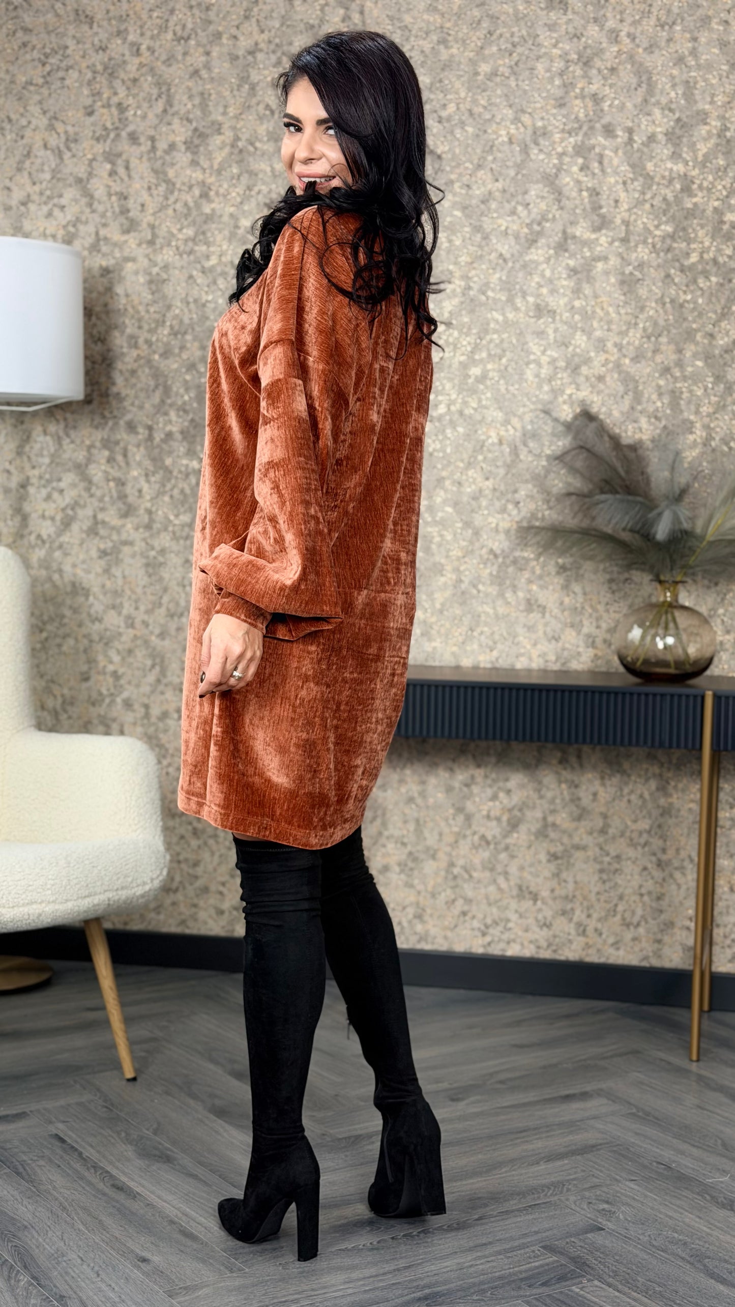 Rochie Cellie - Terracotta Velvet